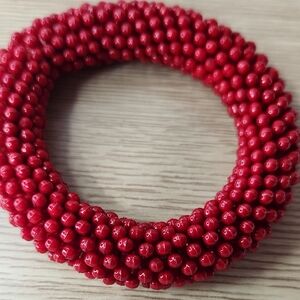 Red Beaded Bracelet with Glossy Finish